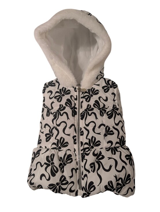 Nicole Miller Other - Nicole Miller New York White Hooded Puffer Vest with Black Bow Print Size 2T